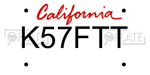 K57FTT California License Plate
