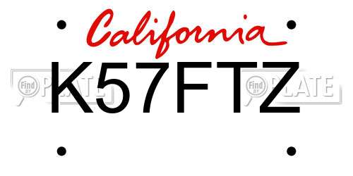 K57FTZ California License Plate