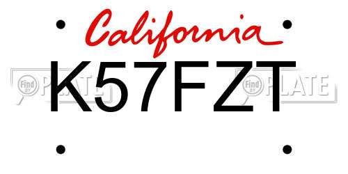K57FZT California License Plate