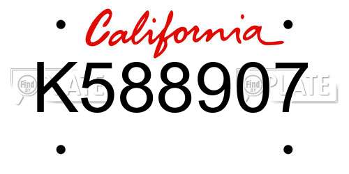 K588907 California License Plate