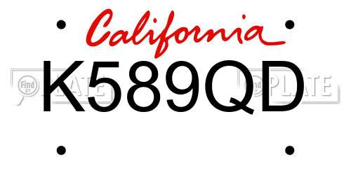 K589QD California License Plate
