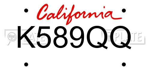 K589QQ California License Plate