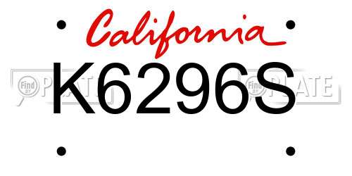 K6296S California License Plate
