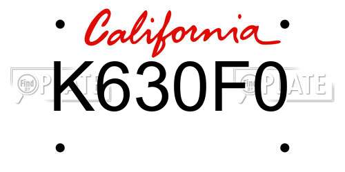 K630F0 California License Plate