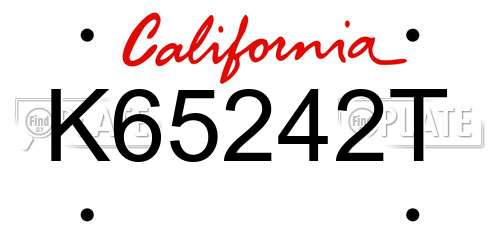 K65242T California License Plate