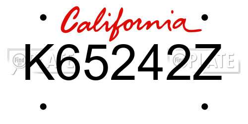 K65242Z California License Plate