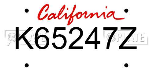 K65247Z California License Plate
