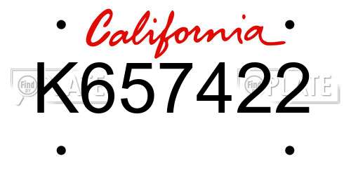 K657422 California License Plate