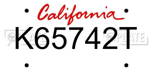 K65742T California License Plate