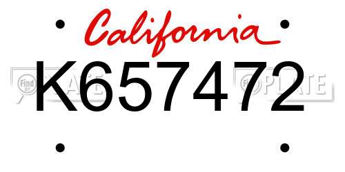 K657472 California License Plate