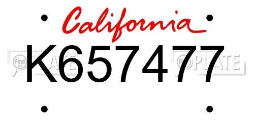 K657477 California License Plate