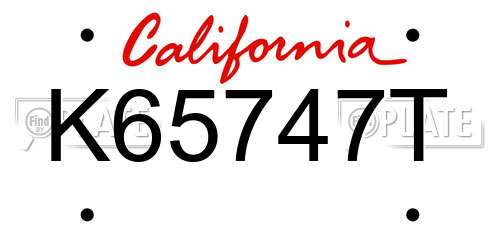 K65747T California License Plate