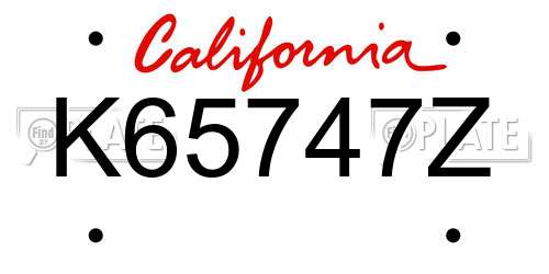 K65747Z California License Plate
