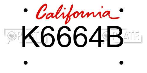 K6664B California License Plate