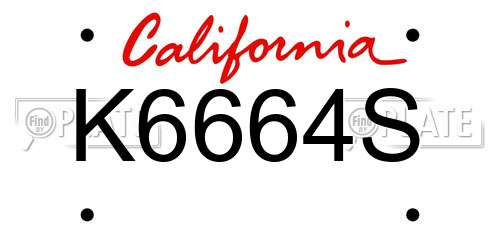 K6664S California License Plate