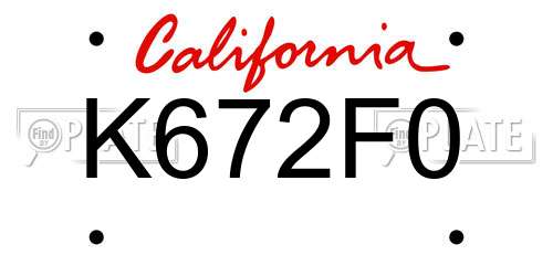 K672F0 California License Plate