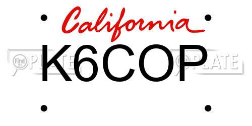 K6COP California License Plate
