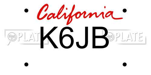 K6JB California License Plate
