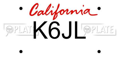K6JL California License Plate