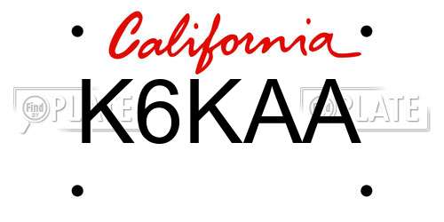 K6KAA California License Plate