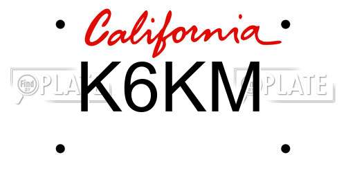 K6KM California License Plate