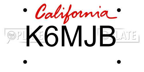 K6MJB California License Plate