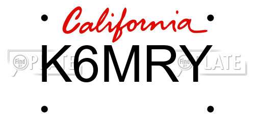 K6MRY California License Plate