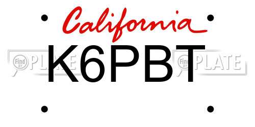 K6PBT California License Plate