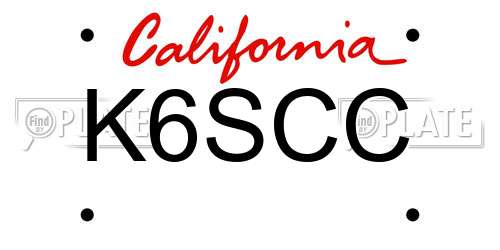 K6SCC California License Plate