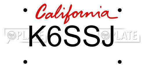 K6SSJ California License Plate