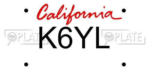 K6YL California License Plate
