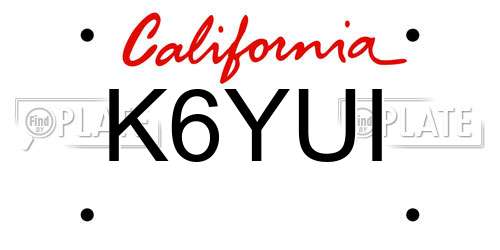 K6YUI California License Plate