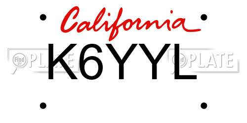 K6YYL license plate in CA state