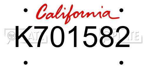 K701582 California License Plate