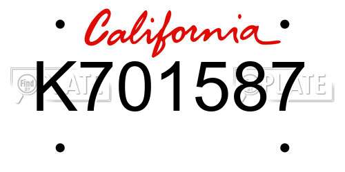 K701587 California License Plate