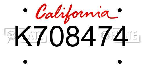 K708474 California License Plate