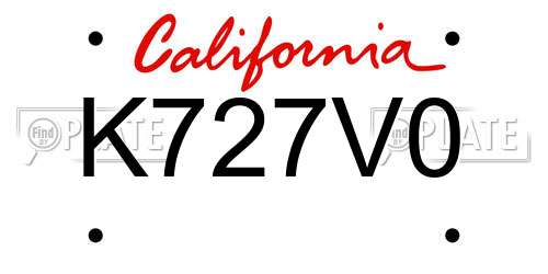 K727V0 California License Plate