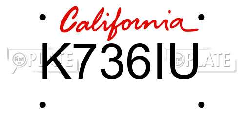 K736IU California License Plate