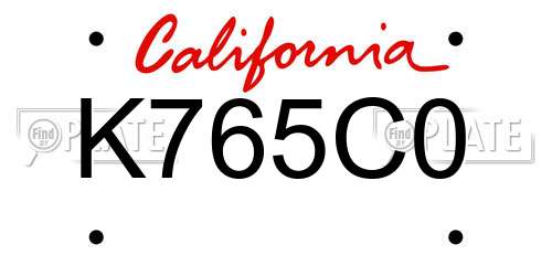 K765C0 California License Plate