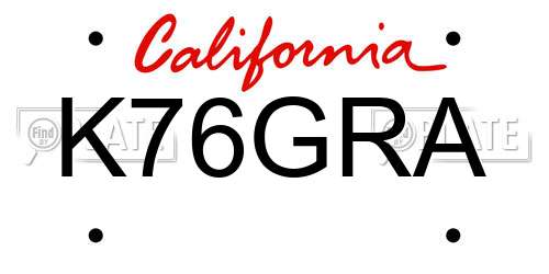 K76GRA California License Plate