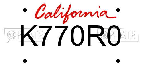 K770R0 California License Plate
