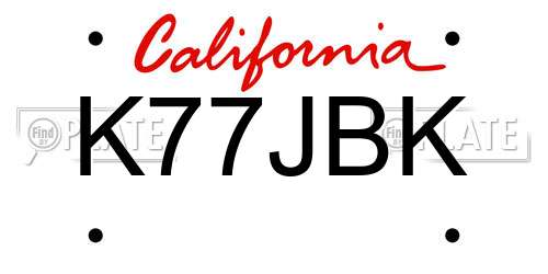 K77JBK California License Plate