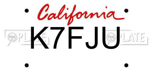 K7FJU California License Plate