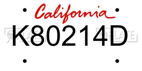 K80214D California License Plate