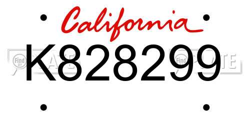K828299 California License Plate