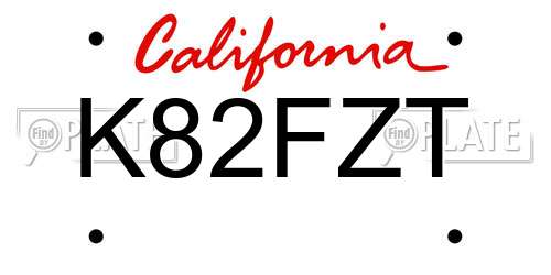 K82FZT California License Plate