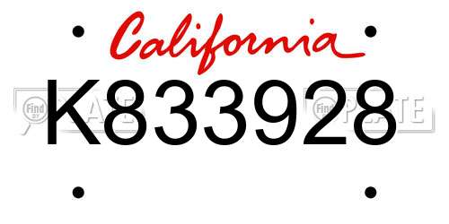K833928 California License Plate