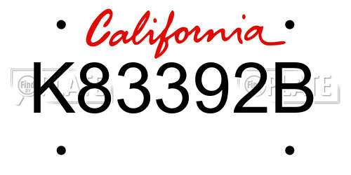K83392B California License Plate