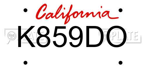 K859DO California License Plate
