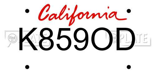 K859OD California License Plate